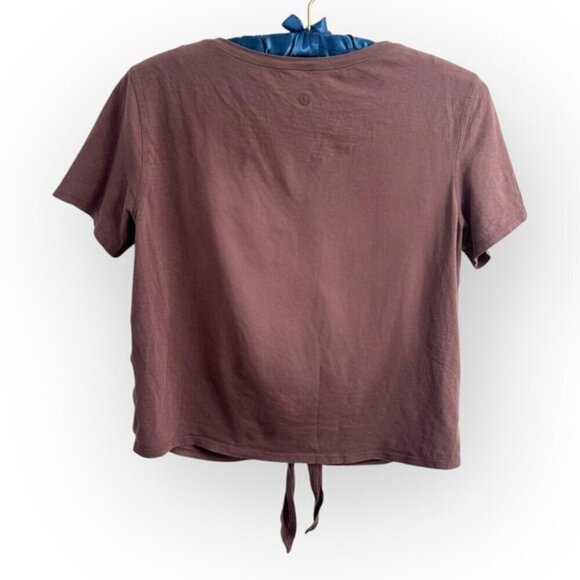 Lululemon Knot Gonna Fly SS V-neck PIMA COTTON active top Tee ANTIQUE Brown 6 S - Picture 8 of 12